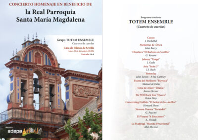 Cartel concierto de Totem Ensemble a beneficio de la Iglesia de la Magdalena. Casa de Pilatos. Sevilla