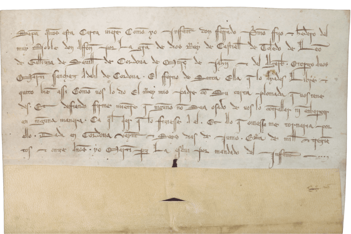El aprendizaje del príncipe heredero. Archivo Ducal de Medinaceli, Priego 73-1. 1273, junio, 26. Córdoba