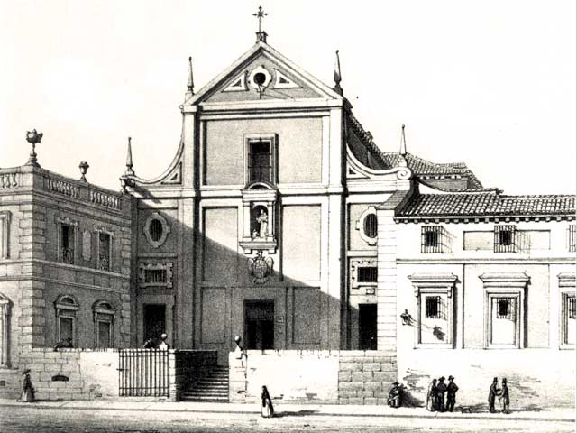 Incisione del convento di San Antonio del Prado in Historia de la Villa y Corte de Madrid (1860-1864)