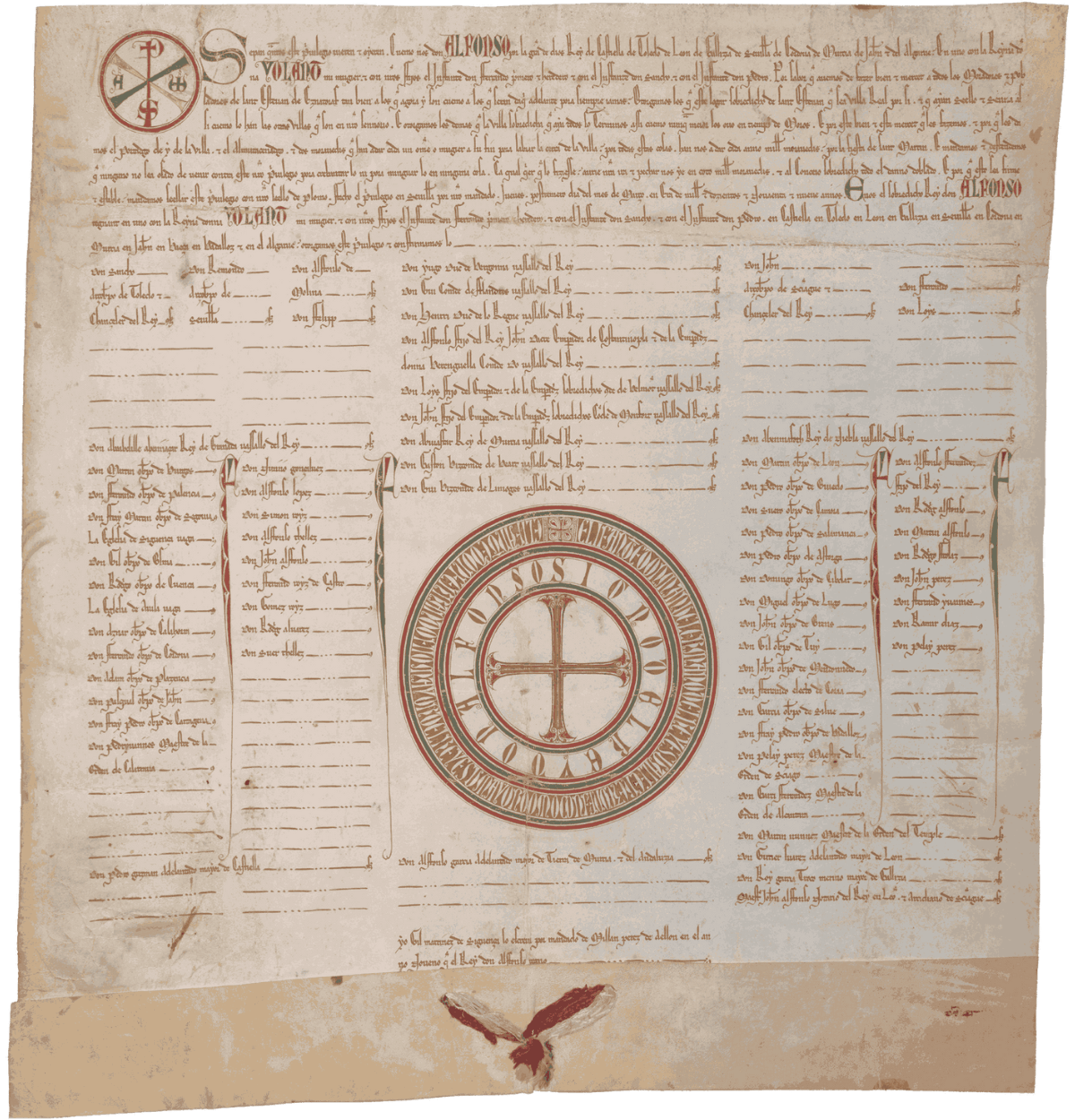 Fernando de la Cerda, principe ereditario. Archivio Ducale di Medinaceli, Privilegi Rodados, nº9. 1261, 31 marzo. Siviglia