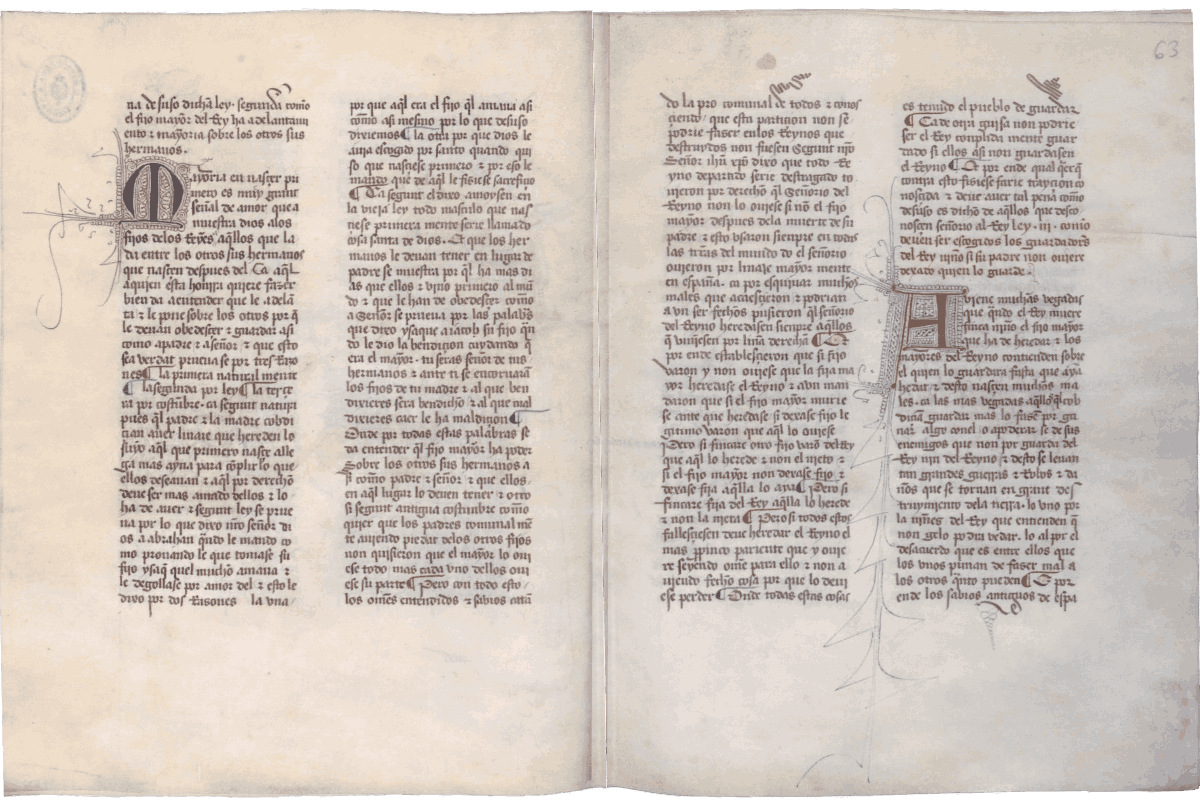 Legge II, Titolo XV, Partida II. Alterazione del testo delle Partidas. 1290 ca. Biblioteca Nazionale di Spagna Mss/6725
