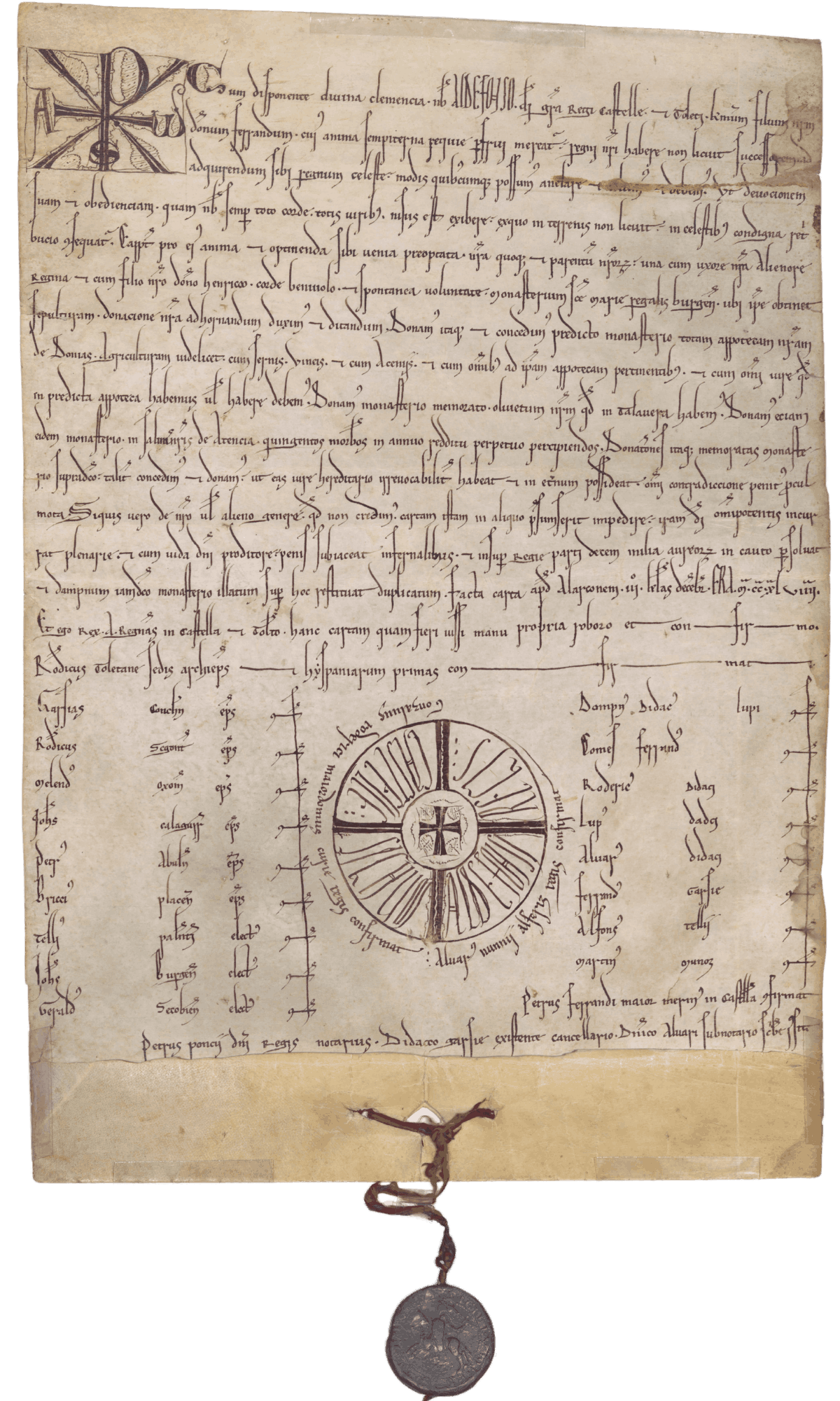Privilegio rodato di Alfonso VIII. Archivio Ducale di Medinaceli, Privilegi Rodados, nº6.