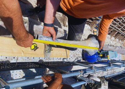 Restoration of the lead of the gargoyles in the pantheon of the Marqueses de la Torrecilla in the cemetery of San Isidro in Madrid.